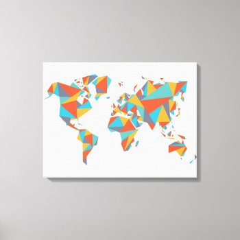 Abstract Geometric World Map Canvas Print by adventurebeginsnow at Zazzle