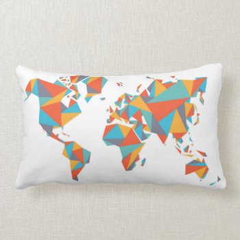 Abstract Geometric World Map Lumbar Pillow by adventurebeginsnow at Zazzle