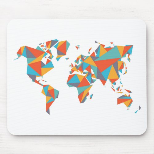 Abstract Geometric World Map Mouse Pad