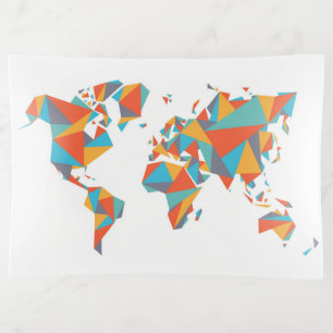 Abstract Geometric World Map Trinket Tray