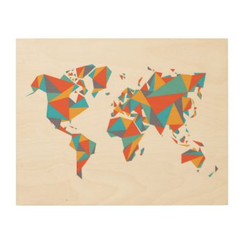 Abstract Geometric World Map Wood Wall Art by adventurebeginsnow at Zazzle