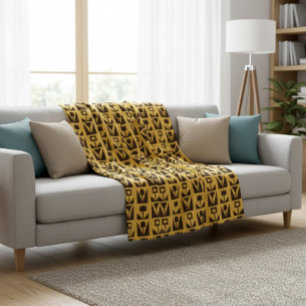 Abstract Geometric Yellow Floral Blanket