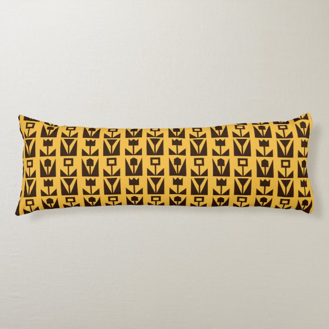 Abstract Geometric Yellow Floral  Body Pillow (Front)