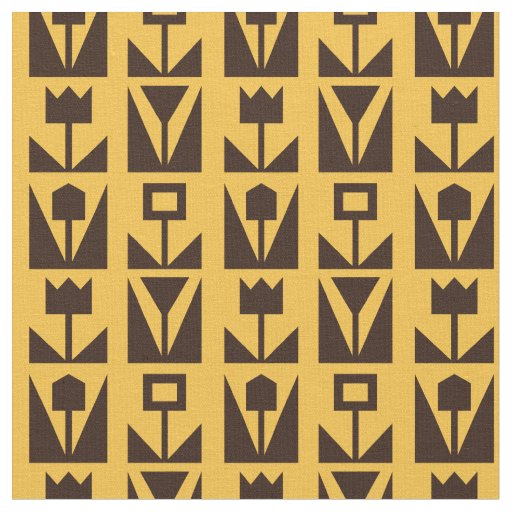 Abstract Geometric Yellow Floral Pattern Fabric 