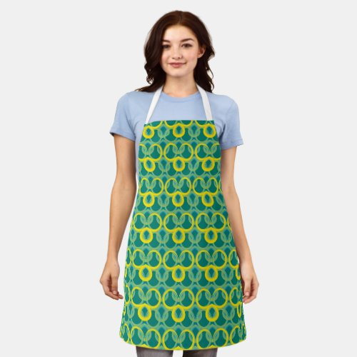 Abstract geometric yellow green pattern apron