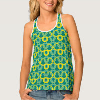 Abstract geometric yellow green pattern tank top