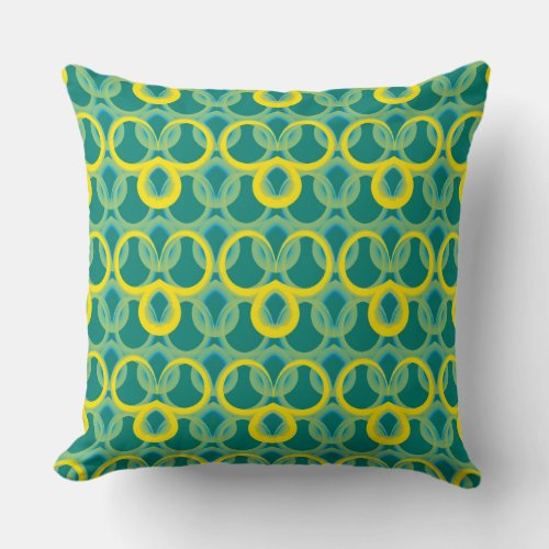 Abstract geometric yellow green pattern throw pillow