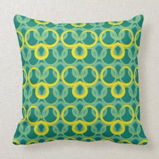 Abstract geometric yellow green pattern throw pillow