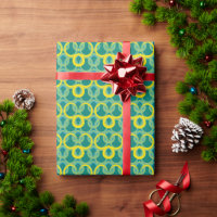 Abstract geometric yellow green pattern wrapping paper