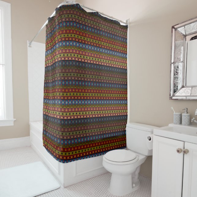 Abstract geometrical african moroccan navajo folk shower curtain (In Situ)