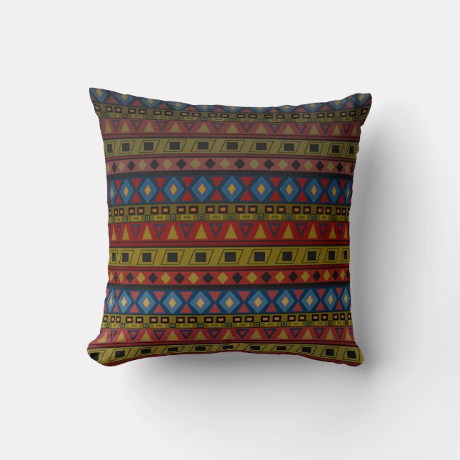 Abstract geometrical african moroccan navajo folk throw pillow (Front)