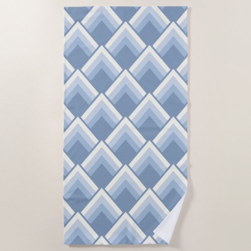 Abstract geometrical blue and off white 2 beach t beach towel