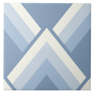 Abstract geometrical, blue and off white 2 ceramic tile