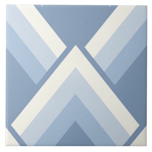 Abstract geometrical blue and off white 2 ceramic tile