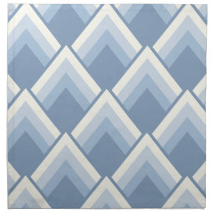 Abstract geometrical, blue and off white 2 cloth n napkin