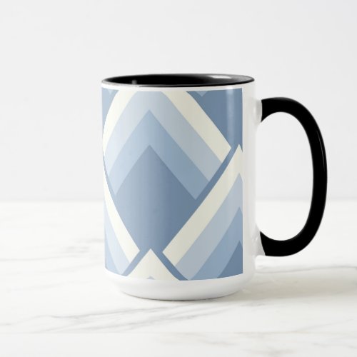 Abstract geometrical blue and off white 2 mug