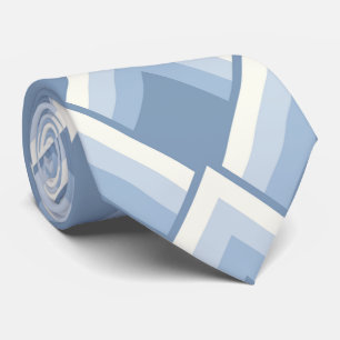 Abstract geometrical, blue and off white 2 neck tie