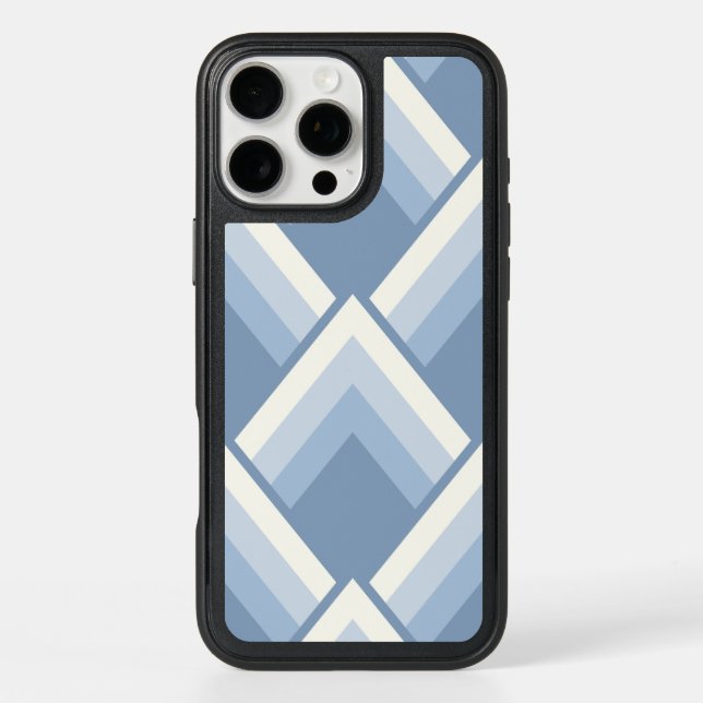 Abstract geometrical, blue and off white 2 otterbox iPhone case (Back)