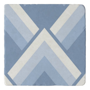 Abstract geometrical, blue and off white 2 trivet