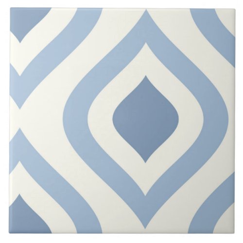 Abstract geometrical blue and off white ceramic tile