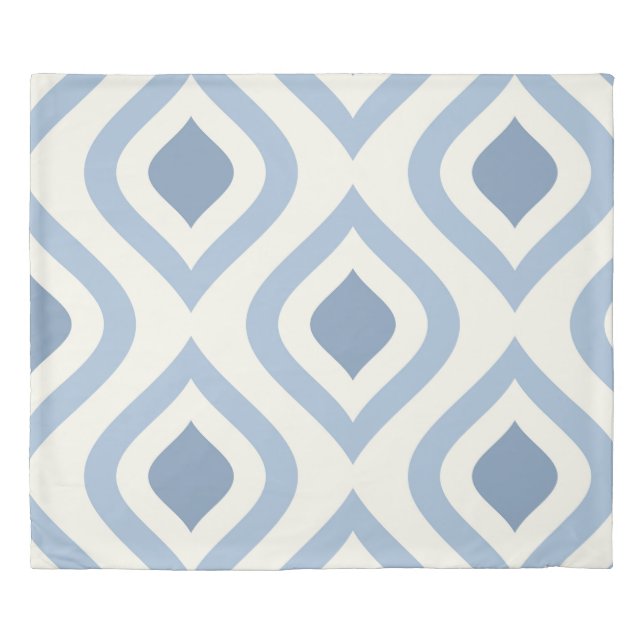Abstract geometrical, blue and off white duvet cover (Front)