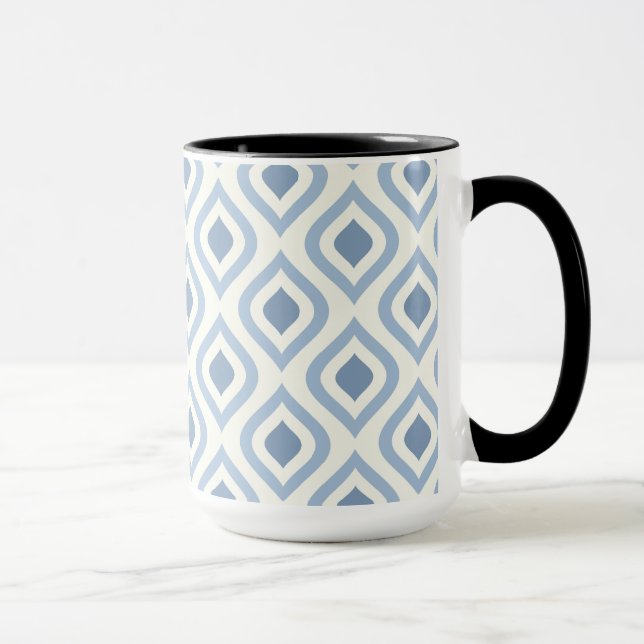 Abstract geometrical, blue and off white mug (Right)