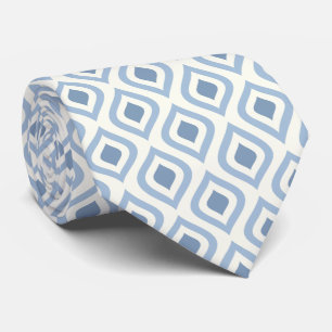 Abstract geometrical, blue and off white neck tie