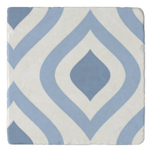 Abstract geometrical, blue and off white trivet