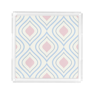 Abstract geometrical, blue, pink and off white acrylic tray