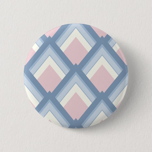 Abstract geometrical, blue, pink and off white button (Front)