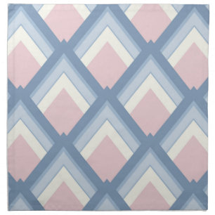 Abstract geometrical, blue, pink and off white cloth napkin