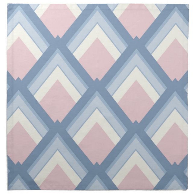 Abstract geometrical, blue, pink and off white cloth napkin (Front)
