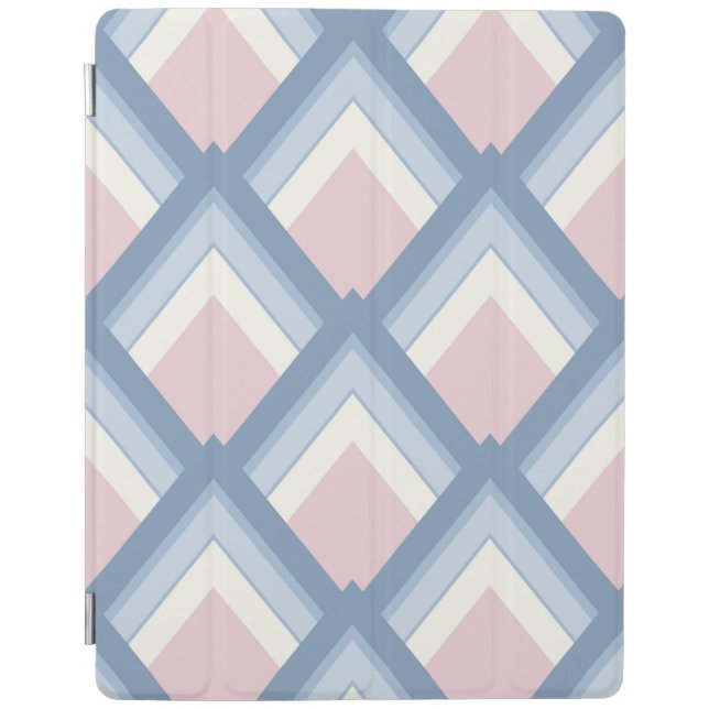 Abstract geometrical, blue, pink and off white iPad smart cover (Front)