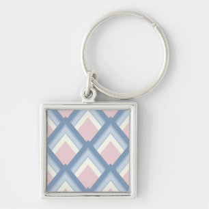 Abstract geometrical, blue, pink and off white keychain