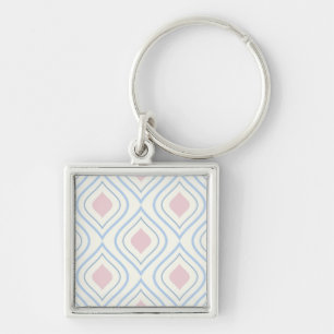 Abstract geometrical, blue, pink and off white keychain