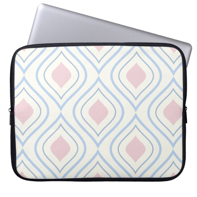 Abstract geometrical, blue, pink and off white laptop sleeve (Front)