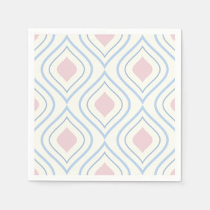 Abstract geometrical, blue, pink and off white napkins