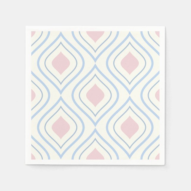 Abstract geometrical, blue, pink and off white napkins (Front)