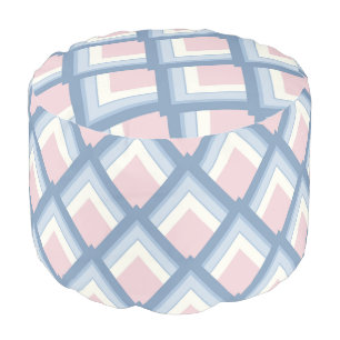 Abstract geometrical, blue, pink and off white pouf