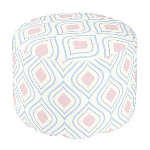 Abstract geometrical, blue, pink and off white pouf
