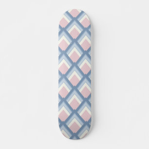 Abstract geometrical, blue, pink and off white skateboard