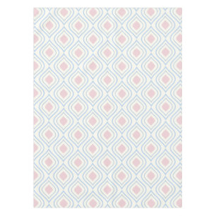 Abstract geometrical, blue, pink and off white tablecloth