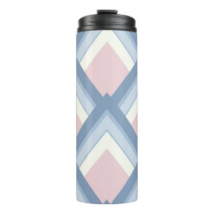 Abstract geometrical, blue, pink and off white thermal tumbler