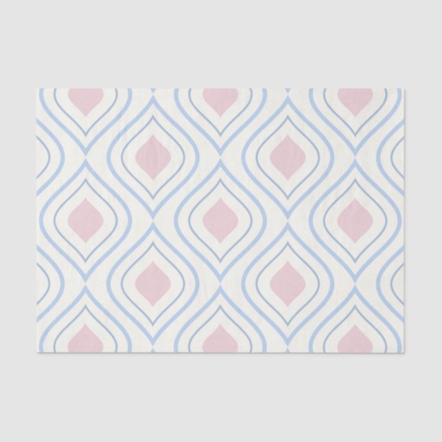 Abstract geometrical, blue, pink and off white tissue paper (Front)