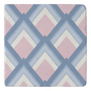 Abstract geometrical, blue, pink and off white trivet