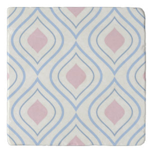 Abstract geometrical, blue, pink and off white trivet