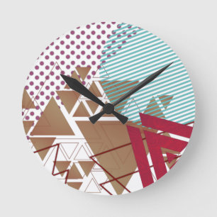 Abstract geometrical figures pattern  round clock