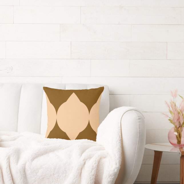 Abstract Geometrical Shapes Brown Beige Diamond Throw Pillow (Couch)