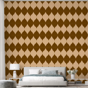 Abstract Geometrical Shapes Brown Beige Diamond Wallpaper