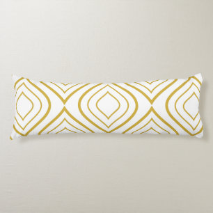 Abstract geometrical, white and gold body pillow